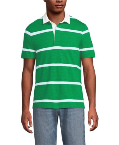 Lands' End Men's Short Sleeve Lightweight Slub Rugby Polo
