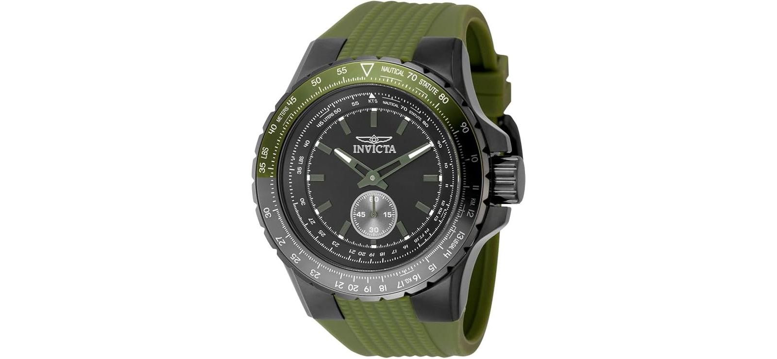 Мужские часы Invicta 49323 Aviator Quartz Multifunction с черным циферблатом
