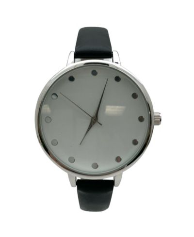 Olivia Pratt Solid Vibrant Color Everyday Faux Leather Women Watch, Black