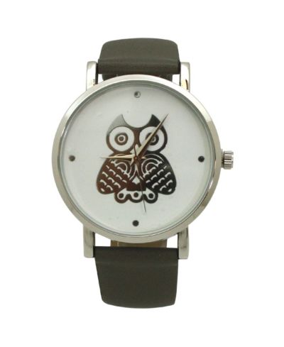 Часы Olivia Pratt GREY OWL LEATHER STRAP WATCH