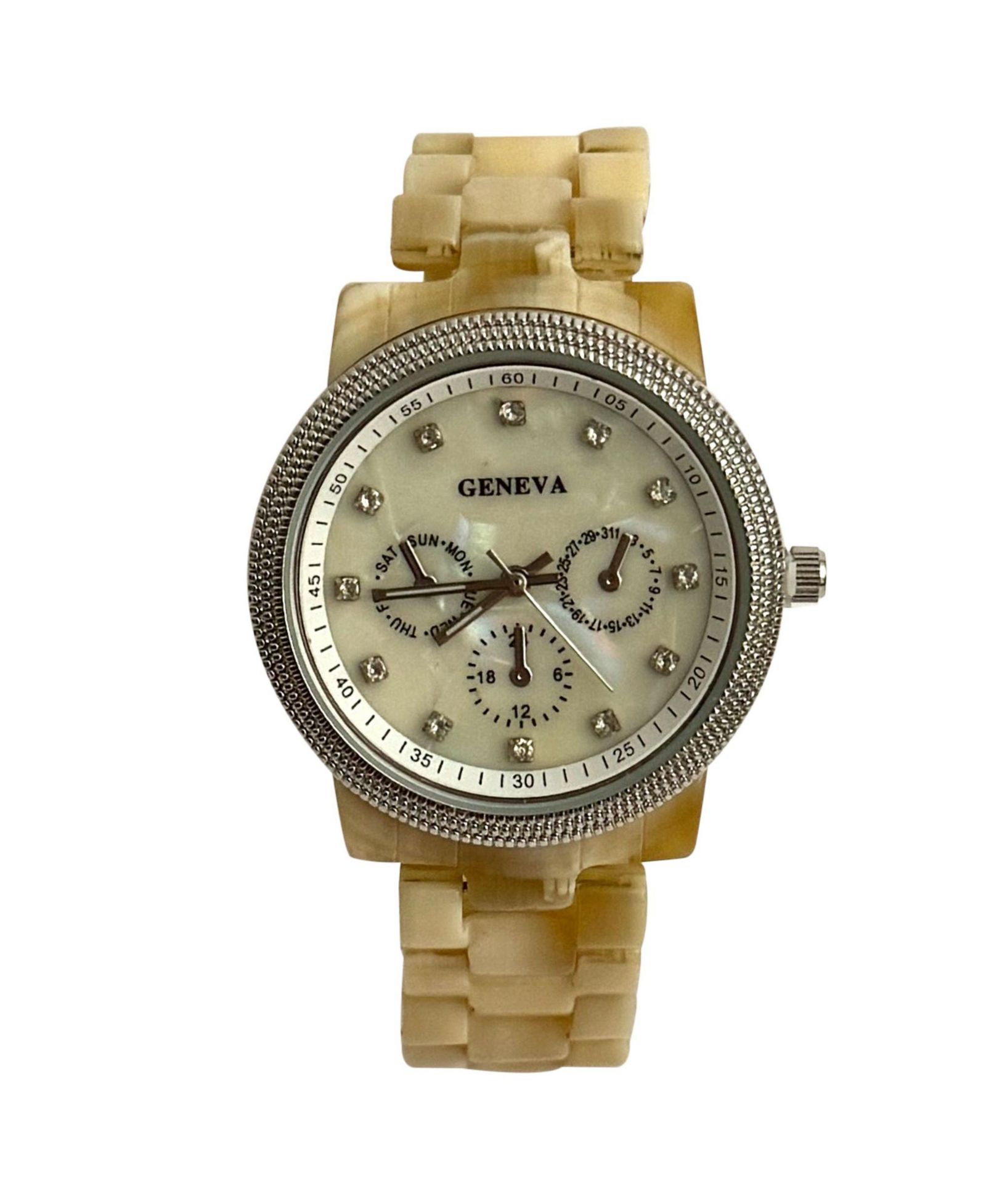 Olivia Pratt Женские часы с акриловым браслетом, Beige Tortoise
