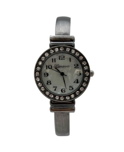 Женские часы Olivia Pratt Gunmetal с камнями и ободком в новом стиле