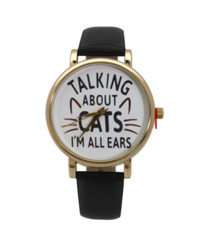 Часы Olivia Pratt BLACK TALKING ABOUT CATS Leather Strap