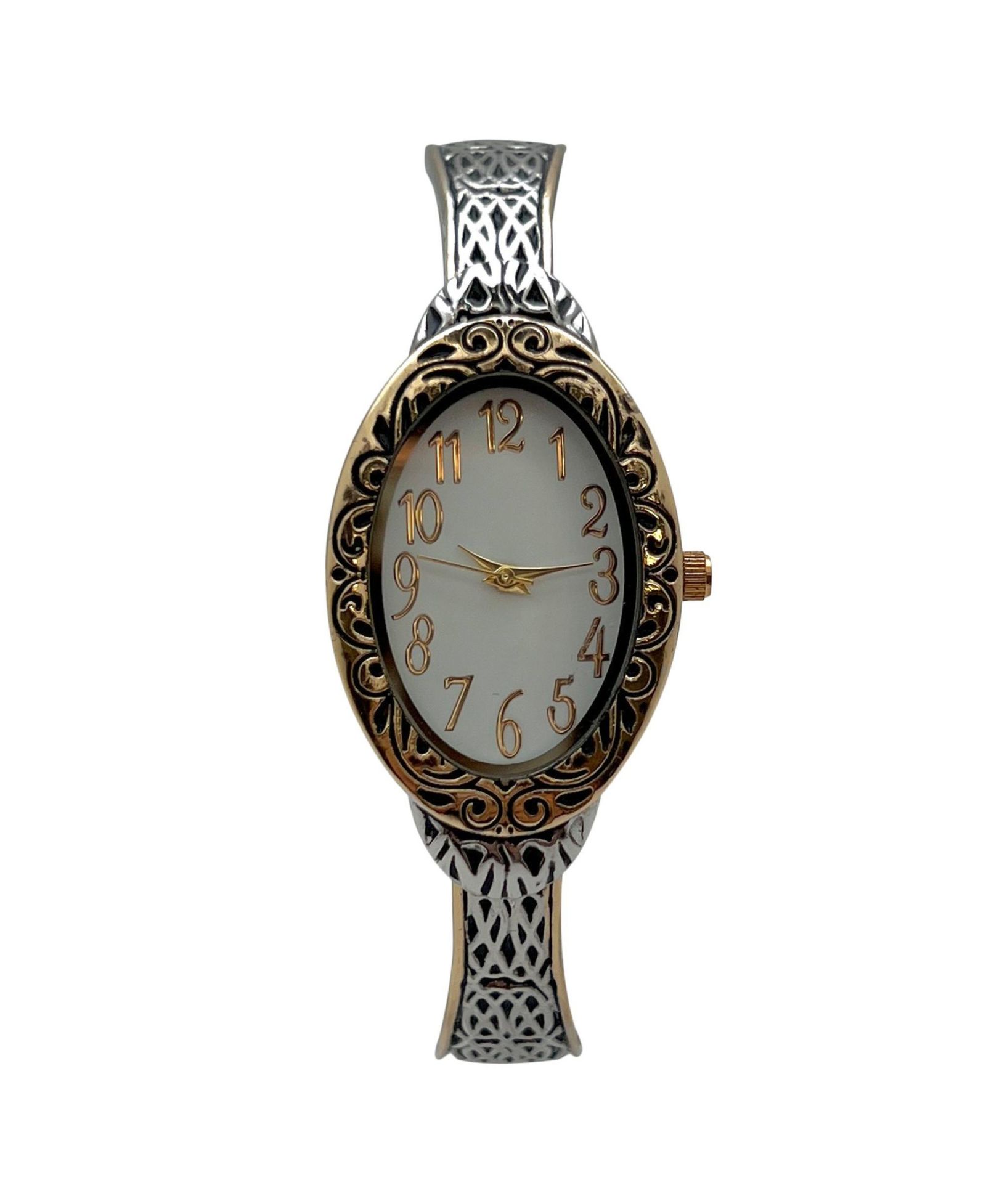 Olivia Pratt Two Tone Oval Face Elegant Textured Bangle Женские Watch