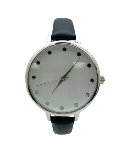 Olivia Pratt Solid Vibrant Color Everyday Faux Leather Women Watch, Navy