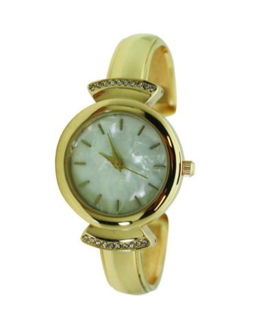 Olivia Pratt Gold Olivia Pratt Pearl Tone Face Metal Bangle Watch