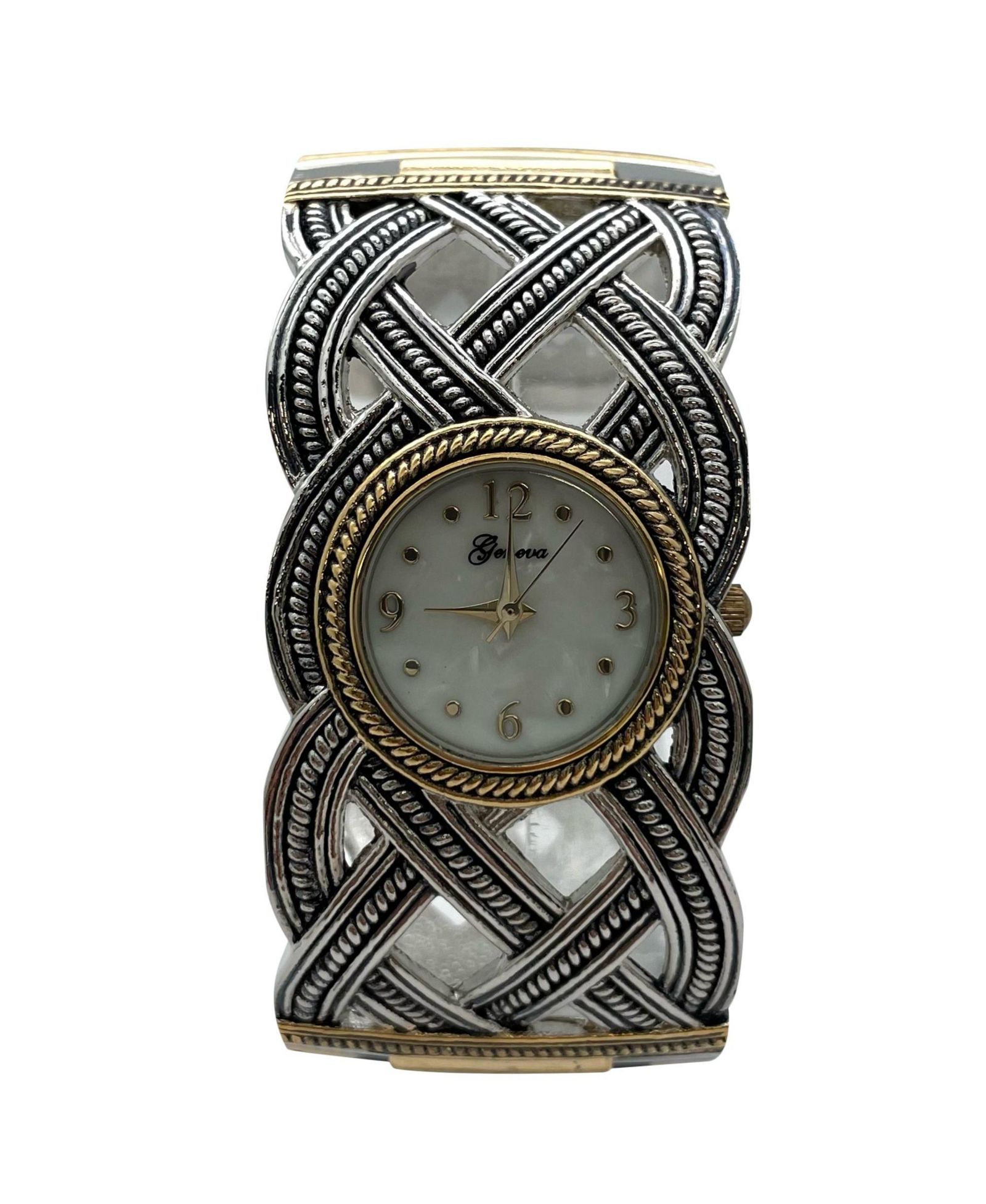 Olivia Pratt Braided Details Elegant Bangle Women Watch, Two Tone