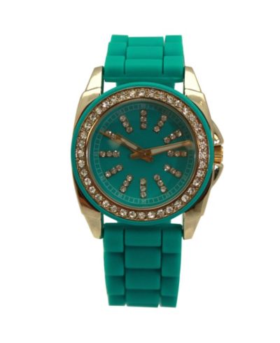 Женские часы Olivia Pratt Turquoise Bright Silicone Band с стразами