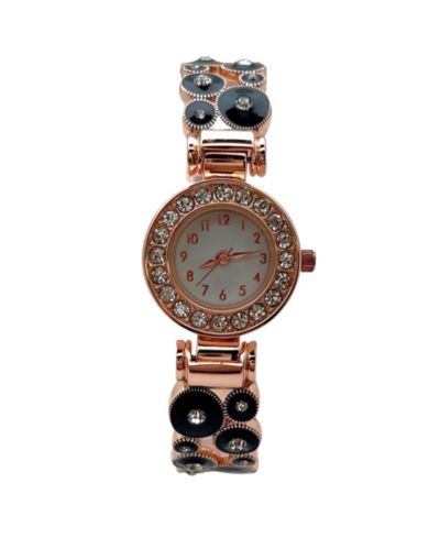 Женские часы Olivia Pratt Black Rose Gold Round Shape