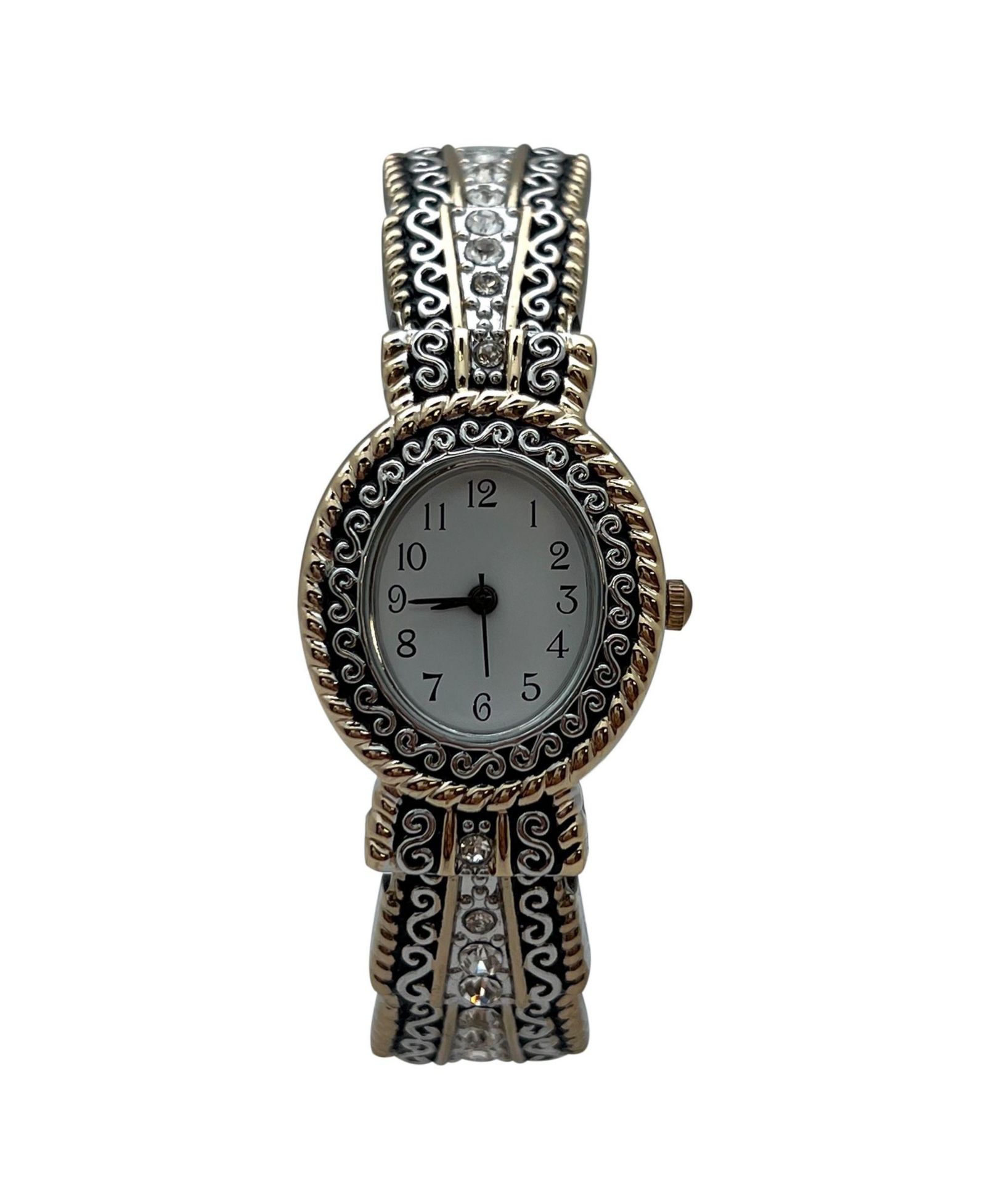 Olivia Pratt Two Tone New Elegant Textured Bangle Women Watch