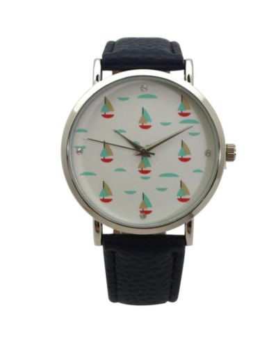 Oliva Pratt женские часы Navy Faux Leather Sailing Boats Dial