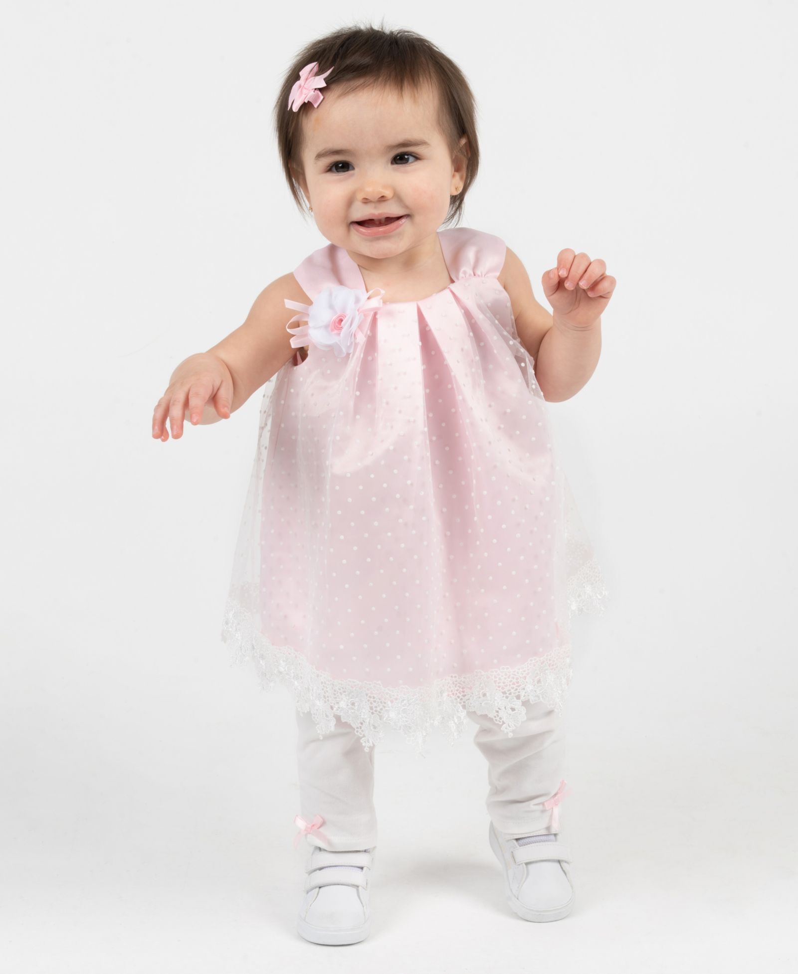 Детский комплект из 2 предметов Rare Editions Baby Girls' Clip Dot Round Neck Mesh Top and Knit Leggings