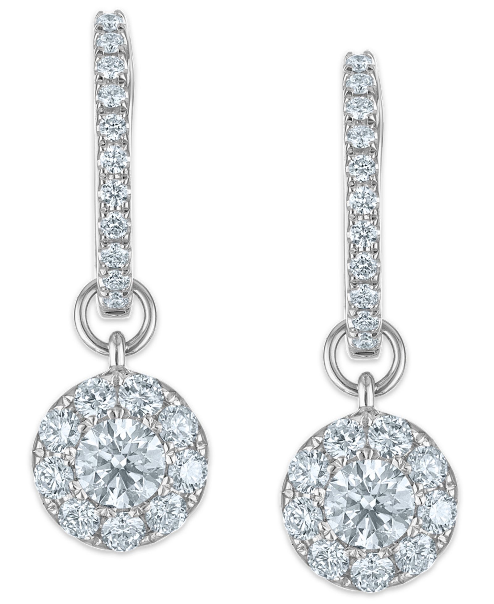 Серьги-подвески с бриллиантами в белом золоте 14K