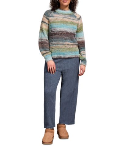 TRIBAL Women's Grey Mix Ground Intarsia Ribbed Sweater