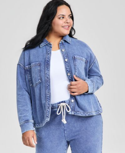 And Now This Plus Size шорт-жакет из трикотажа под деним, с пуговицами