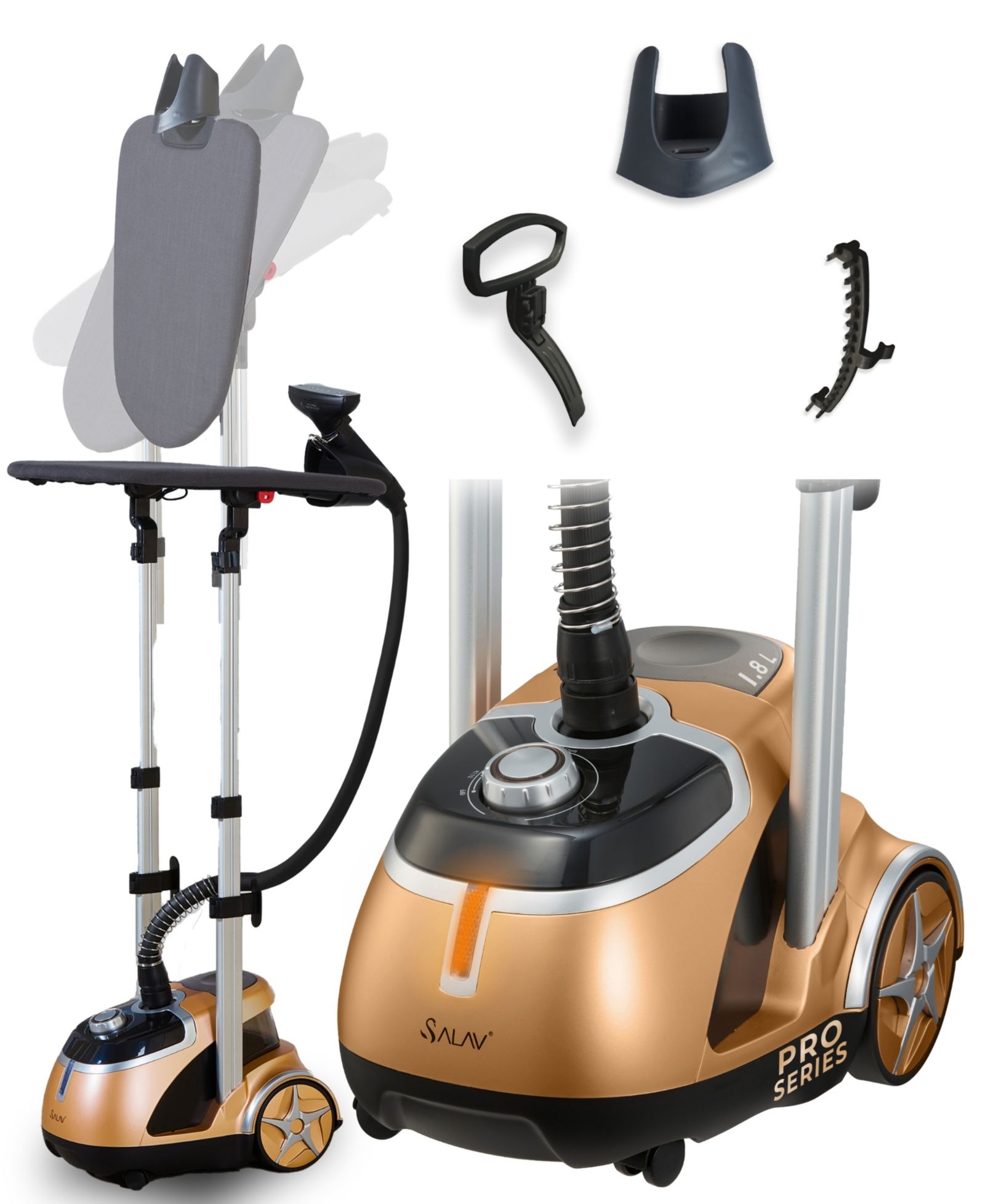 SALAV Professional Garment Steamer with Dual Bar and Ironing Board