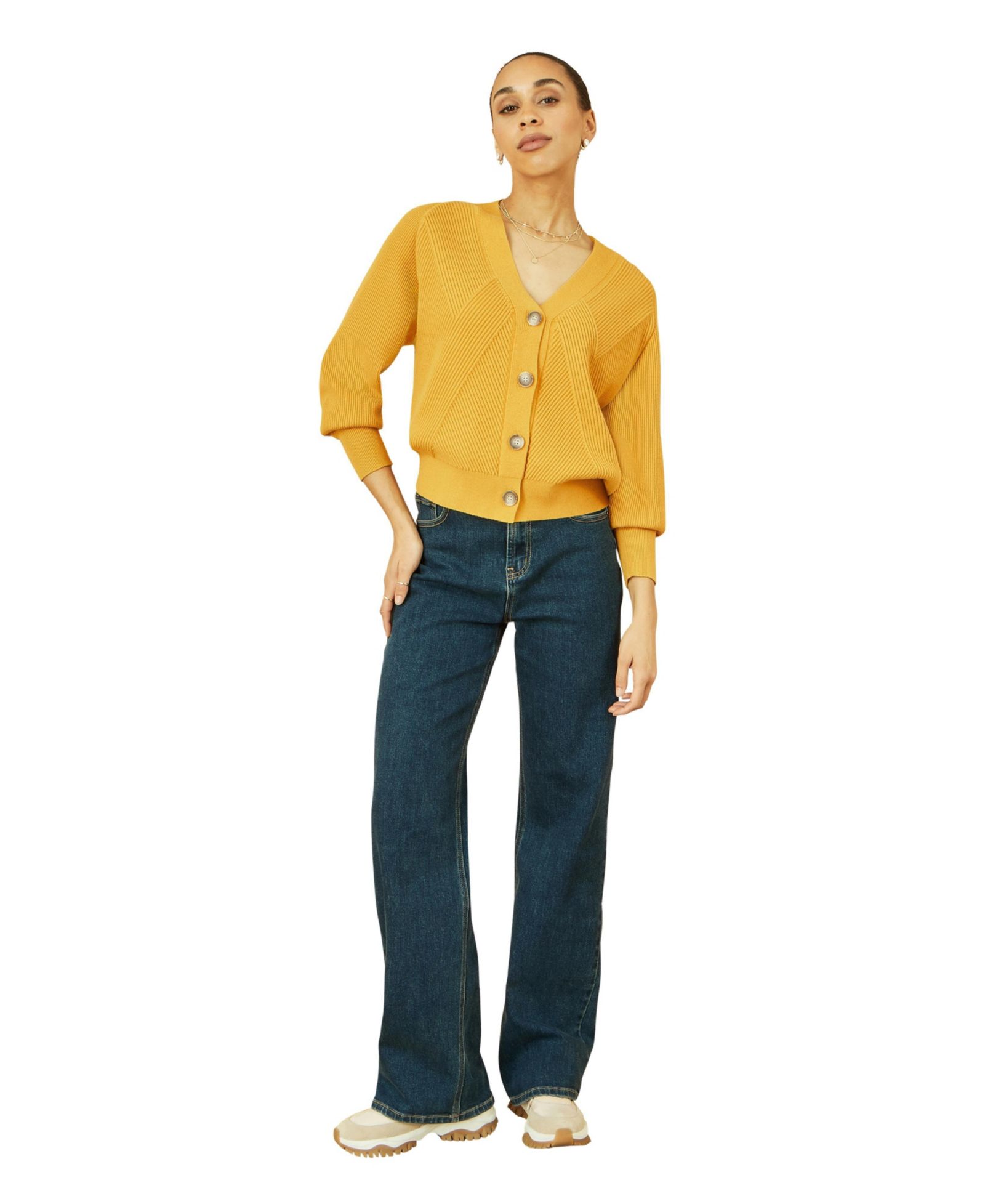 Yumi Women's Knitted Stitch Detail Cardigan