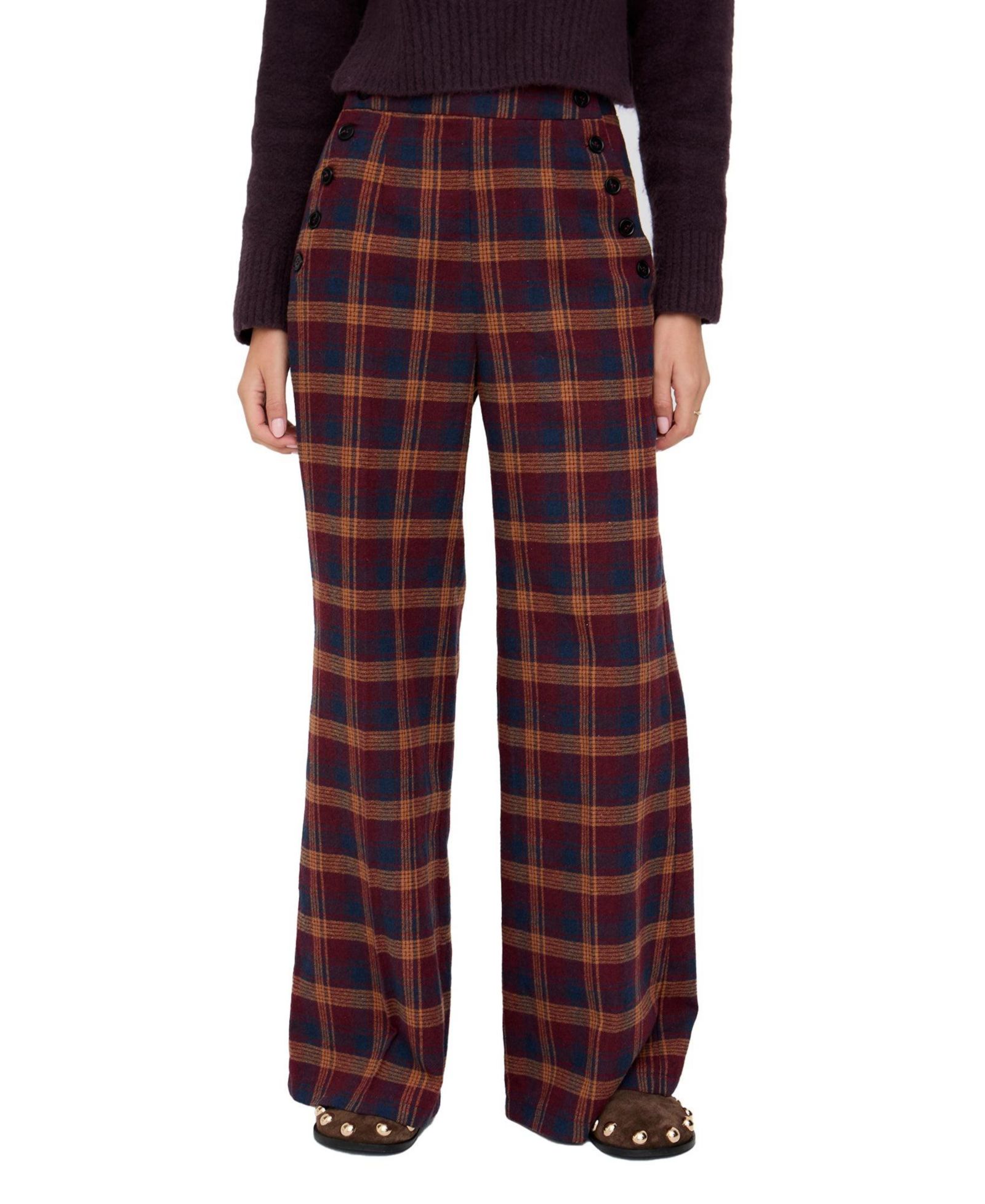 Lily and Lionel London Women's Damson High Waisted Tartan Print Trouser