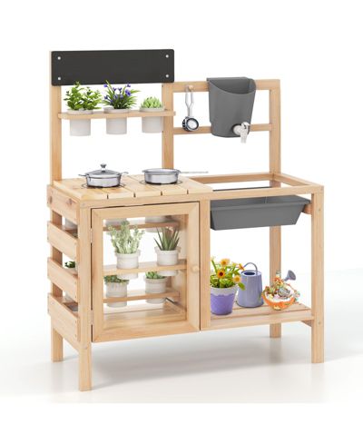 Детский игровой набор Gymax Mud Kitchen, деревянная кухня для игр на открытом воздухе