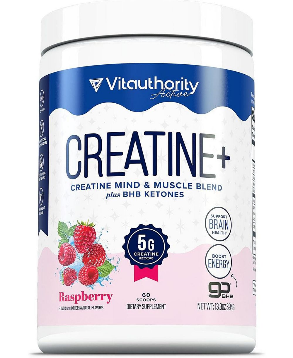 Vitauthority US Vita Creatine + Raspberry, круглая банка 394g (60 srv)