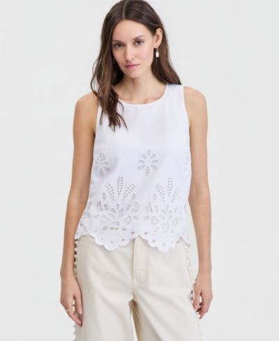 On 34th Women's Cotton Sleeveless Eyelet Tank Top, Macy's Exclusive