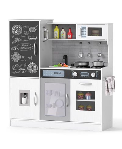 Gymax Light-Up Stoves Chalkboard Play Kitchen, Ages 3+