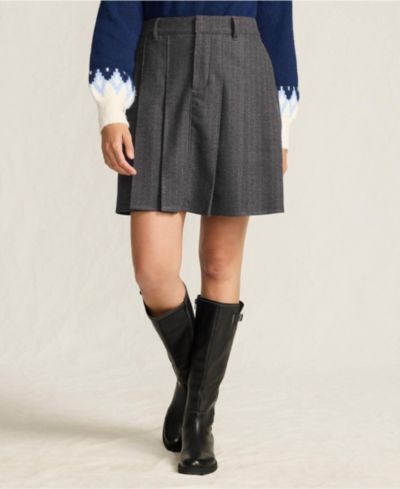 Lands' End Женская мини-юбка из фланели с плиссировкой