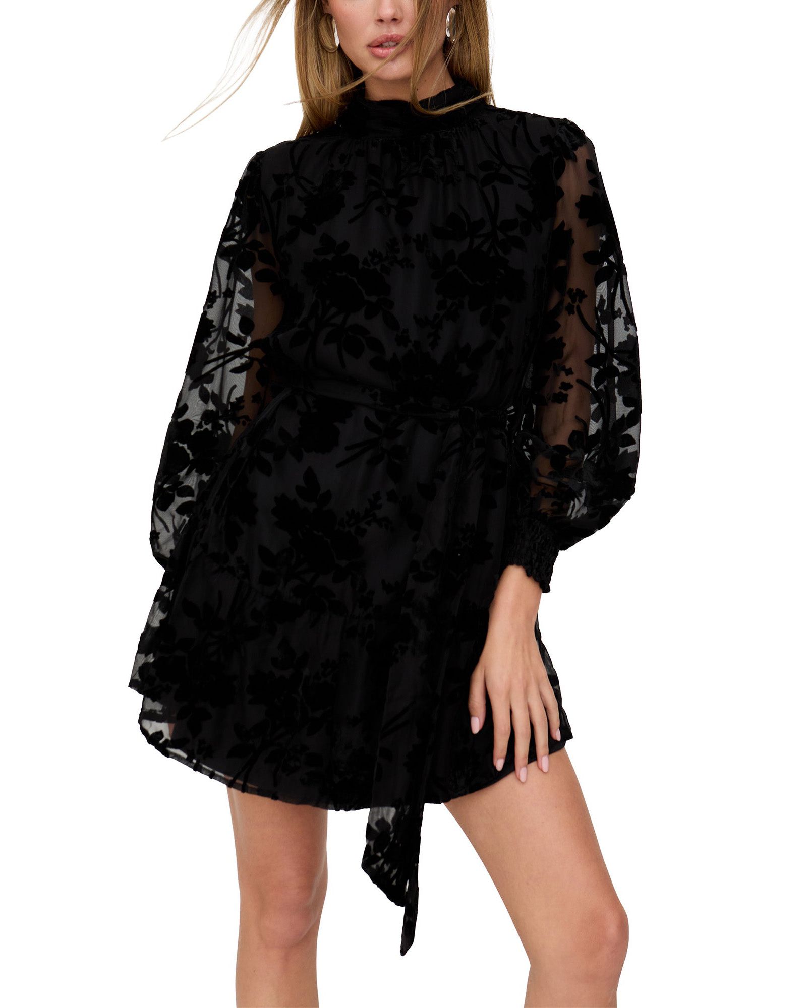 Женское мини-платье Lily and Lionel London Brezze High Neck Velvet Burnout