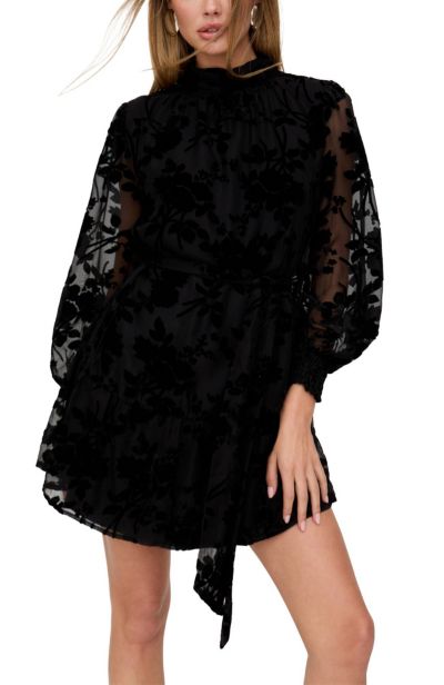 Lily and Lionel London Women's Brezze High Neck Velvet Burnout Mini Dress