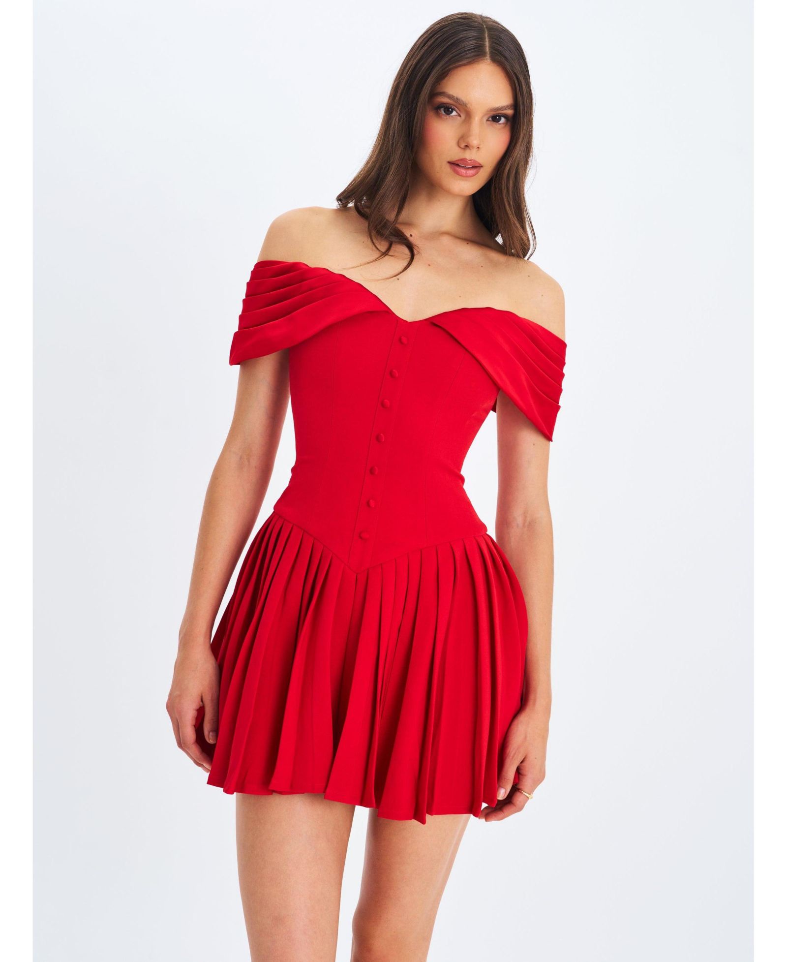 Женское мини-платье Miss Circle Narelle Crimson с открытыми плечами