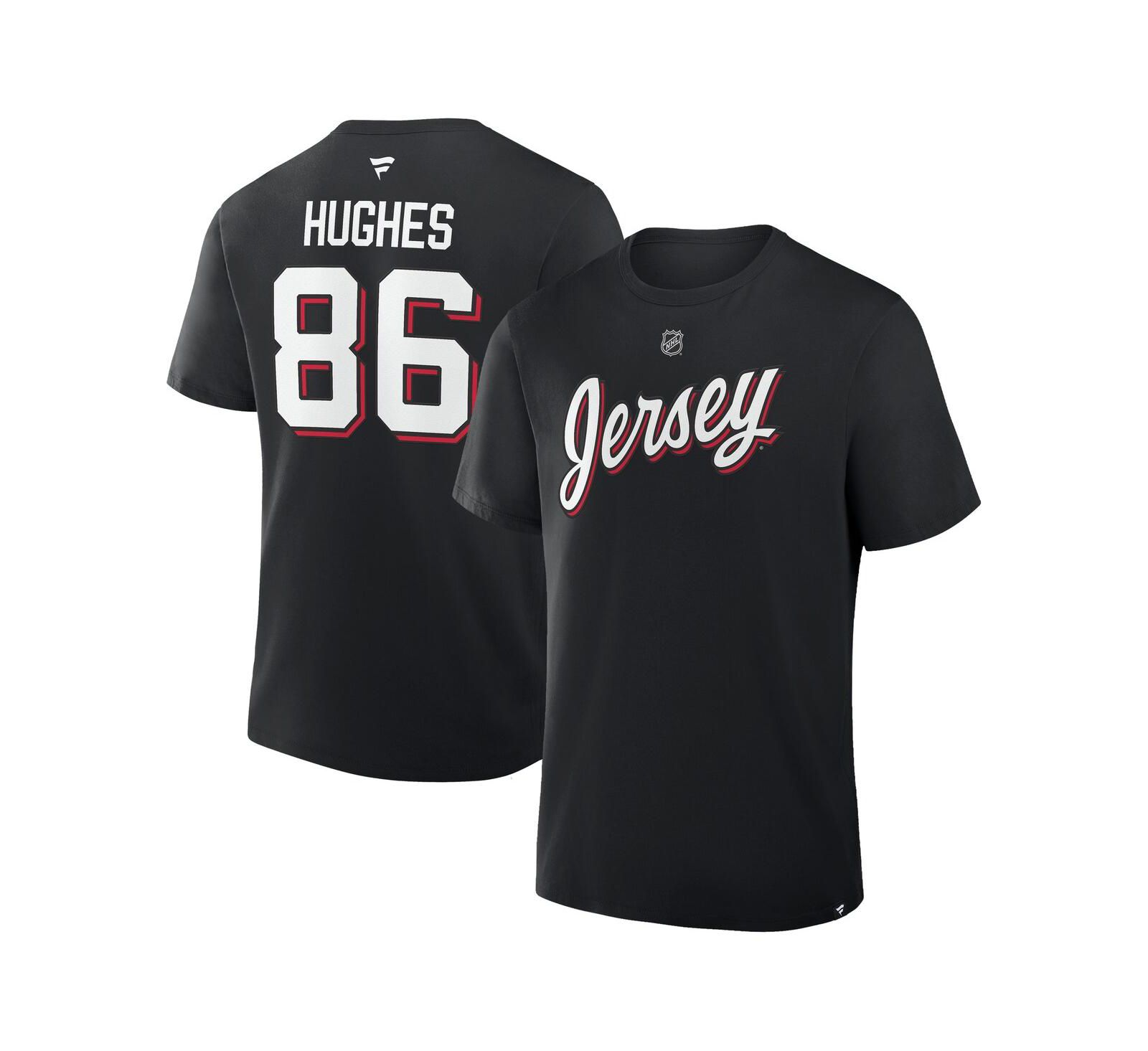 Мужская футболка Fanatics Men's Jack Hughes Black New Jersey Devils Authentic Stack Name & Number