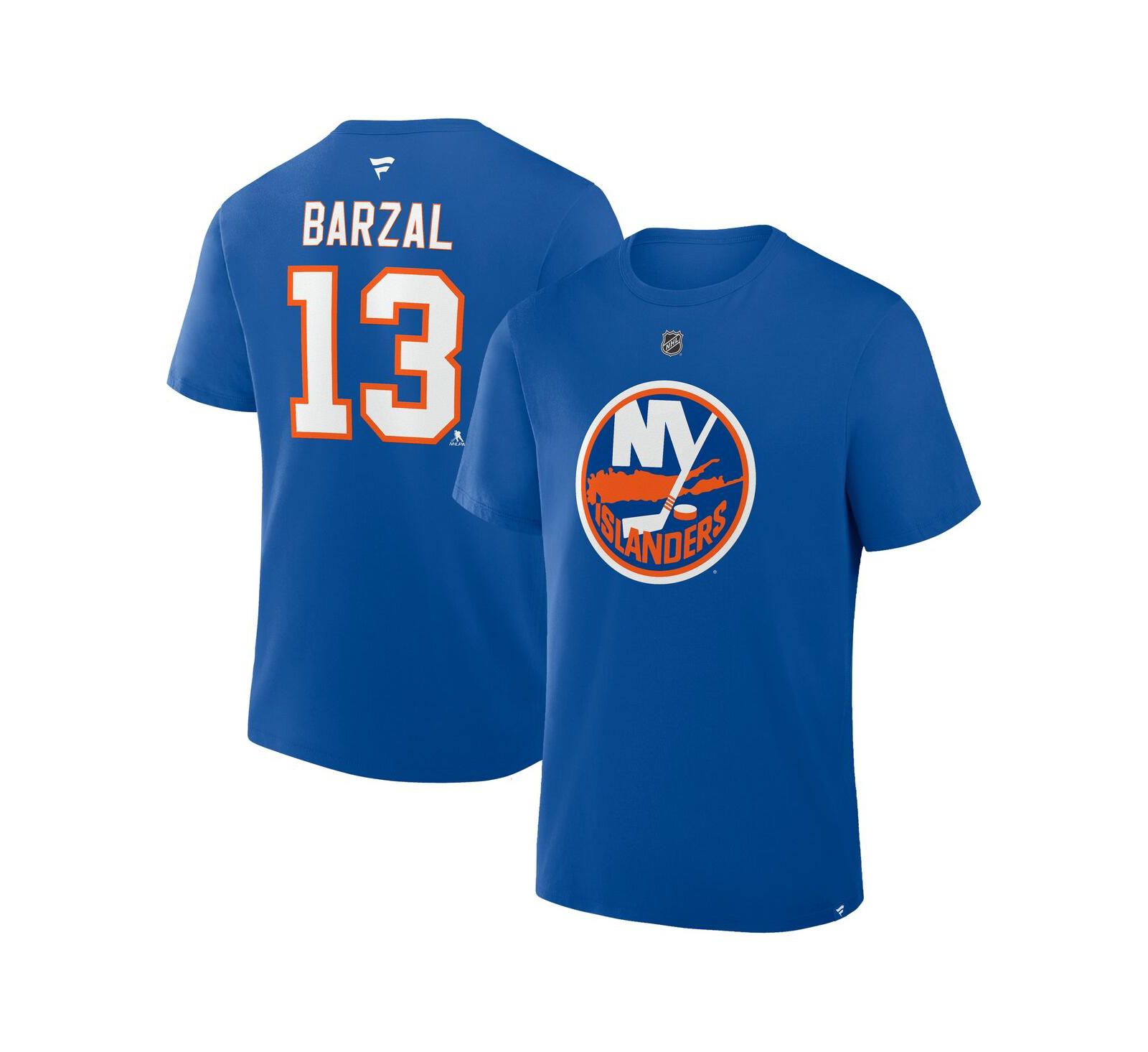 Мужская футболка Fanatics Mathew Barzal Royal New York Islanders Authentic Stack Name & Number