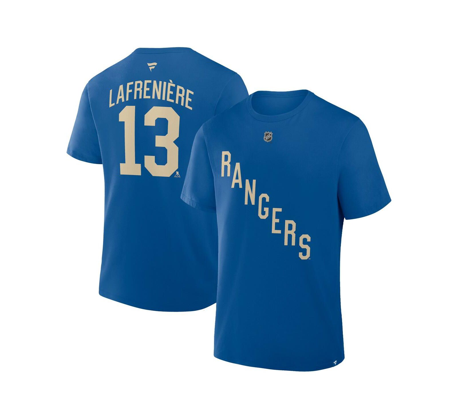 Fanatics Men's Alexis Lafrenière Blue New York Rangers Authentic Stack Name & Number T-Shirt