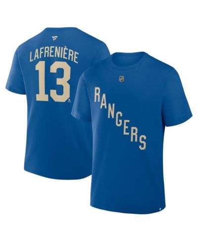 Мужская футболка Fanatics Blue New York Rangers Alexis Lafrenière Authentic Stack Name & Number