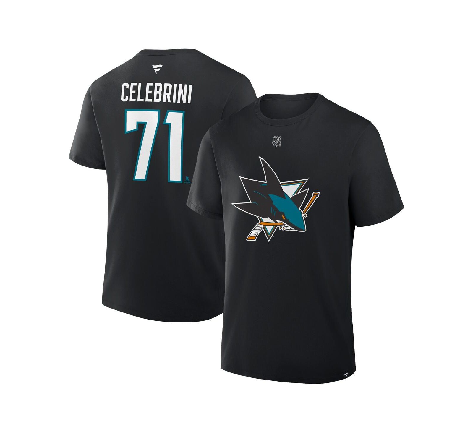 Мужская футболка Fanatics Macklin Celebrini Black San Jose Sharks Authentic Stack Name and Number