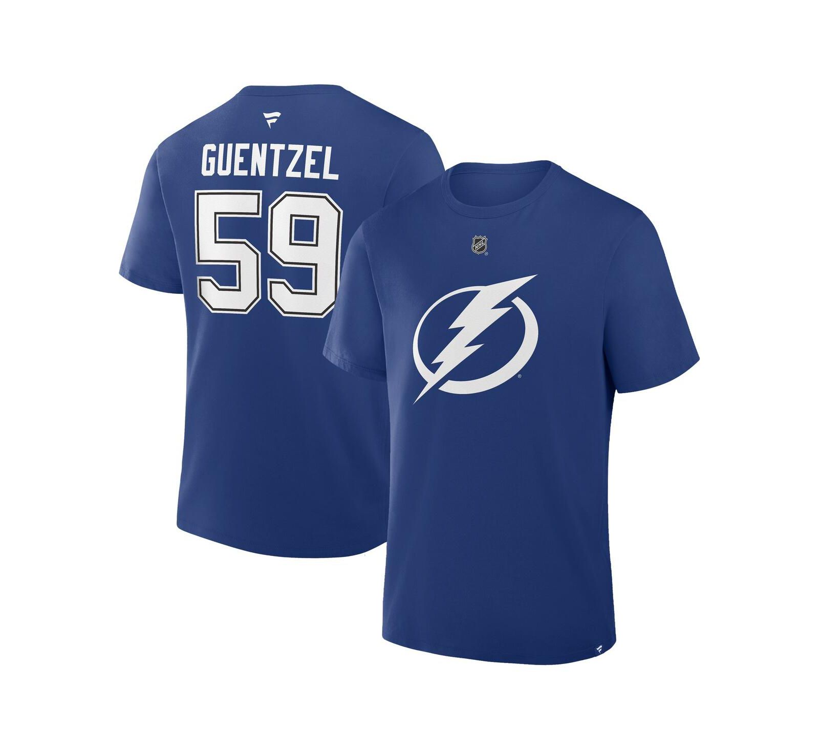 Мужская футболка Fanatics Jake Guentzel Blue Tampa Bay Lightning Authentic Stack Name and Number