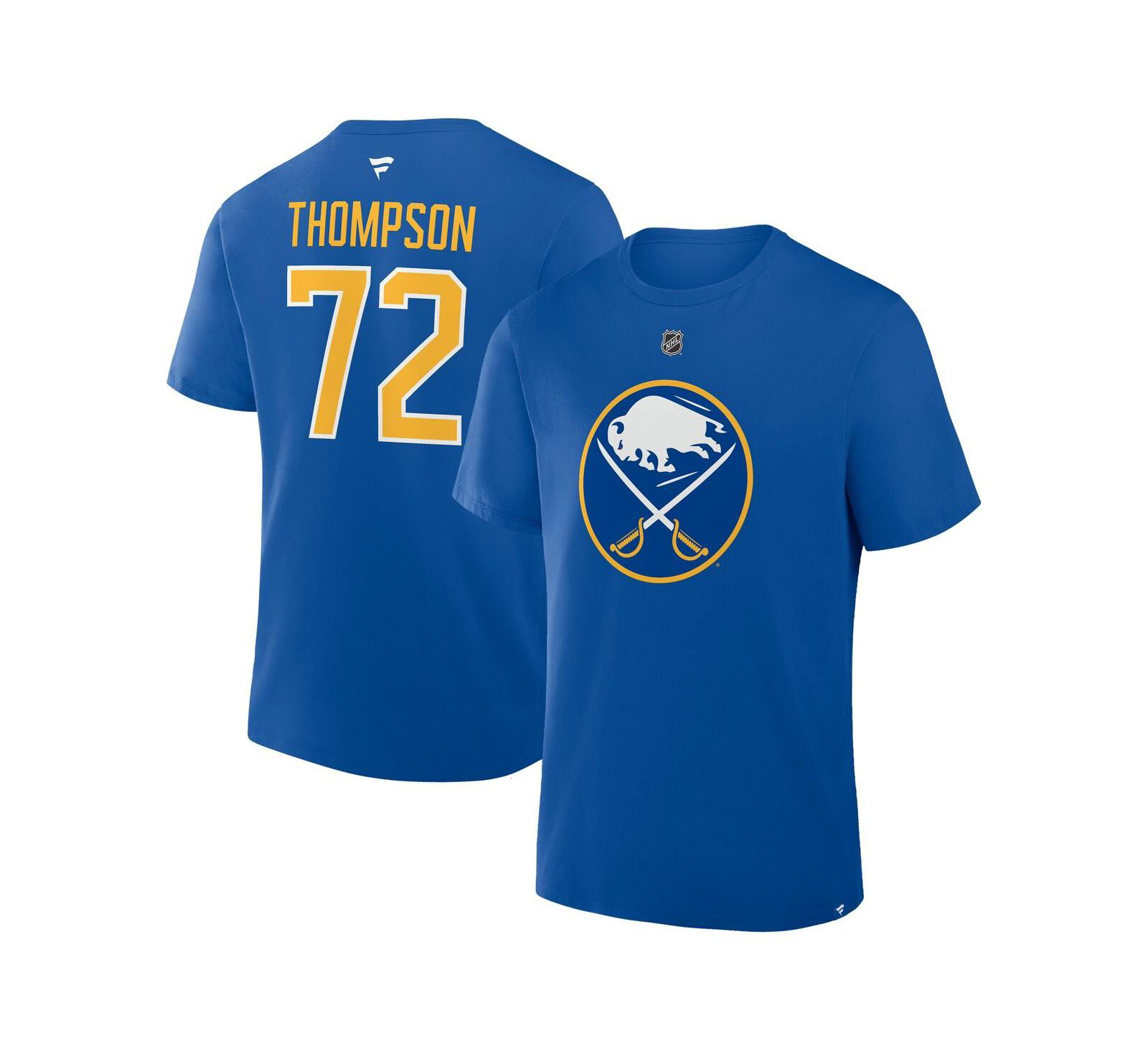 Fanatics Men's Tage Thompson Royal Buffalo Sabres Authentic Stack Name & Number T-Shirt