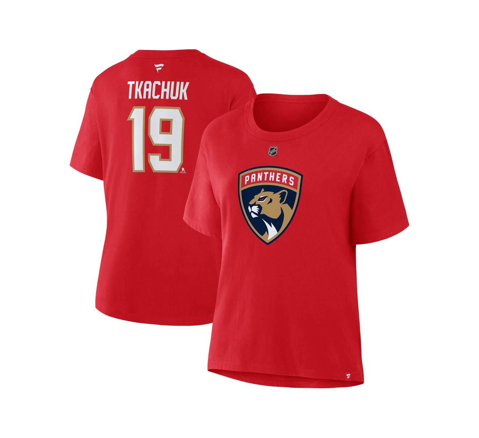 Женская футболка Fanatics Matthew Tkachuk Red Florida Panthers Authentic Stack Name & Number