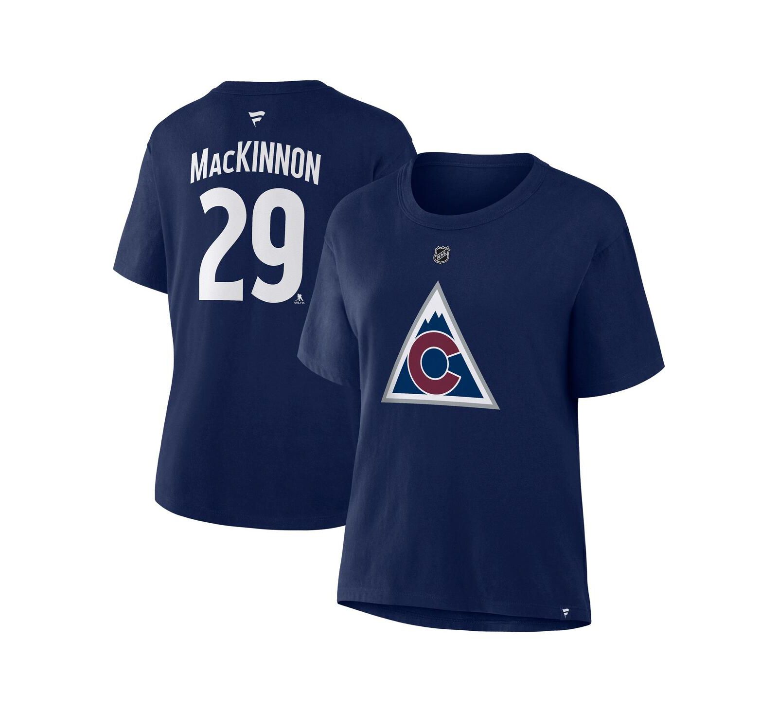 Fanatics женская футболка Nathan MacKinnon Athletic Navy Colorado Avalanche Authentic Stack Name & Number