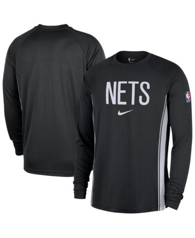 Мужская футболка Nike Brooklyn Nets 2025/26 Dri-FIT с длинным рукавом, черная