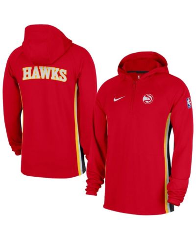 Nike Men's Red Atlanta Hawks Authentic On Court Zone Quarter-Zip Dri-FIT Hoodie Jacket