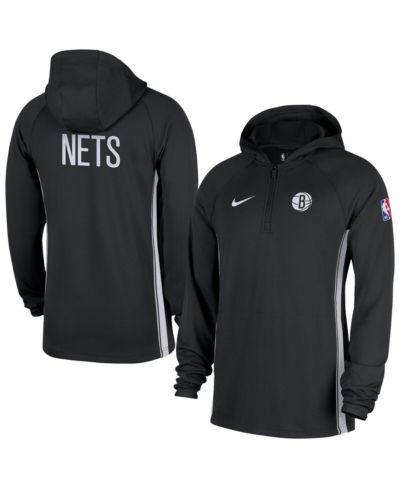 Nike Men's Black Brooklyn Nets Authentic On Court Zone Quarter-Zip Dri-FIT Hoodie Jacket