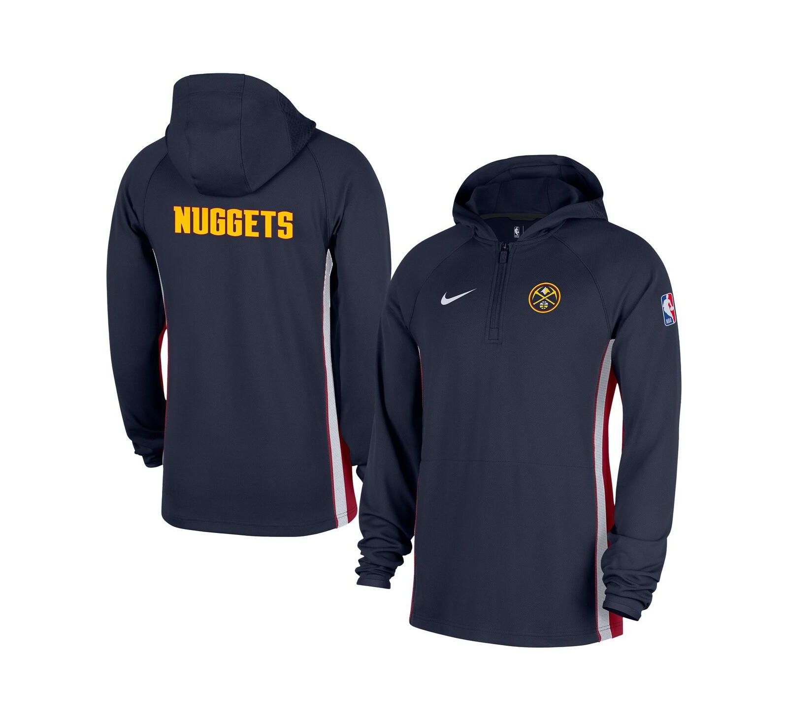 Мужская толстовка-куртка Nike Men's Navy Denver Nuggets Authentic On Court Zone Quarter-Zip Dri-FIT Hoodie Jacket