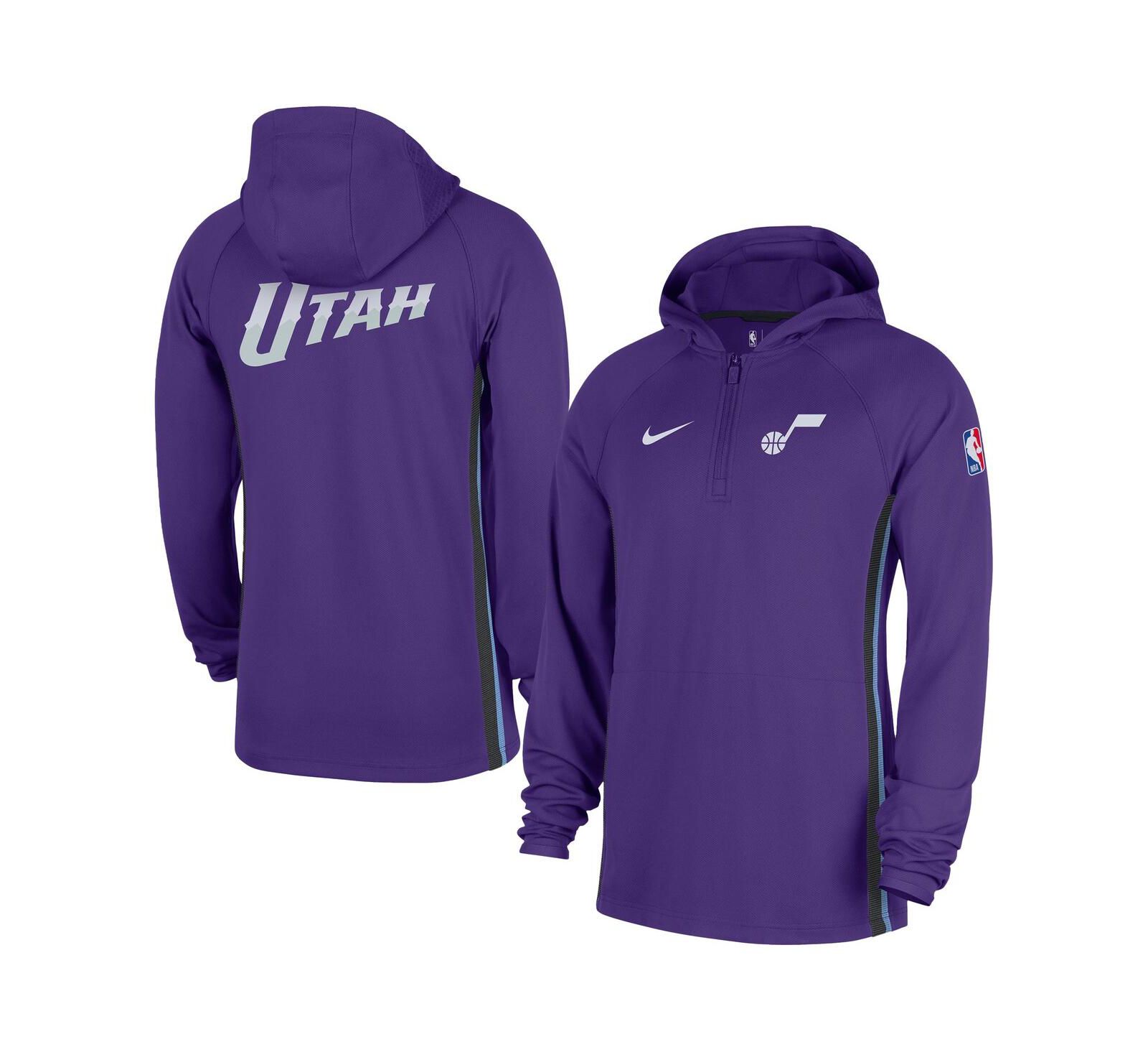 Nike Мужская худи-куртка Purple Utah Jazz Authentic On Court Zone Quarter-Zip Dri-FIT