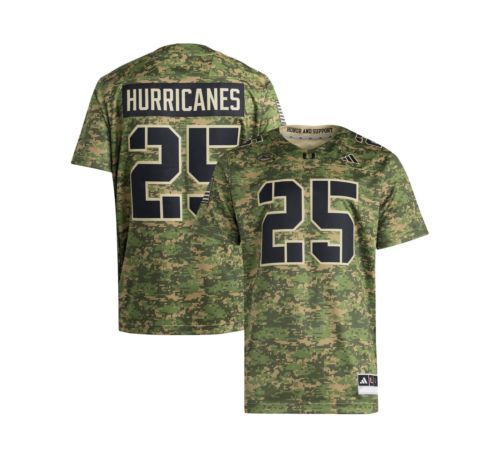 Adidas Men's 25 Camo Miami Hurricanes Honor Support Premier Strategy Jersey