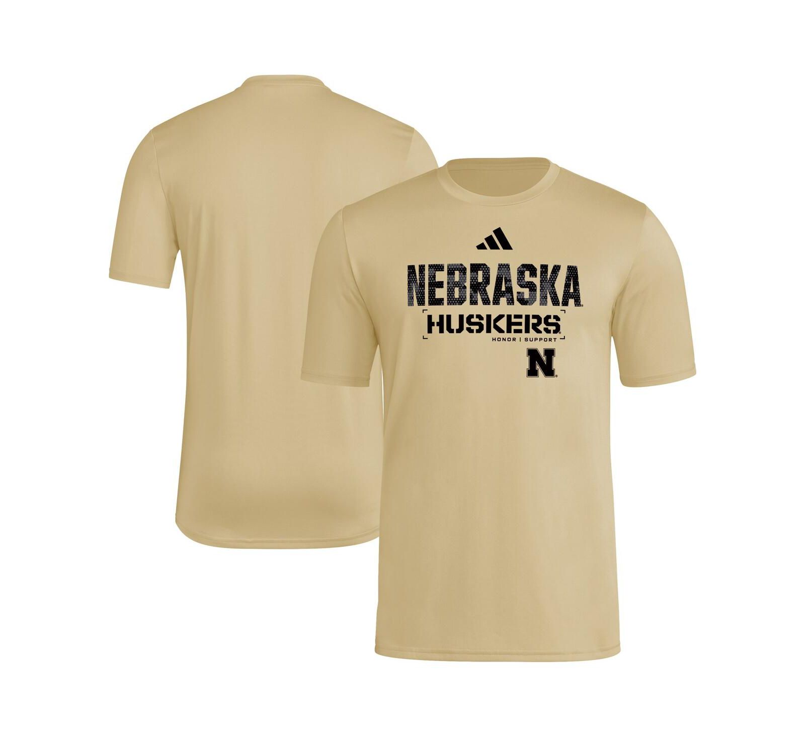 Adidas Men's Natural Nebraska Huskers 2025 Military Appreciation Pre-Game AEROREADY T-Shirt