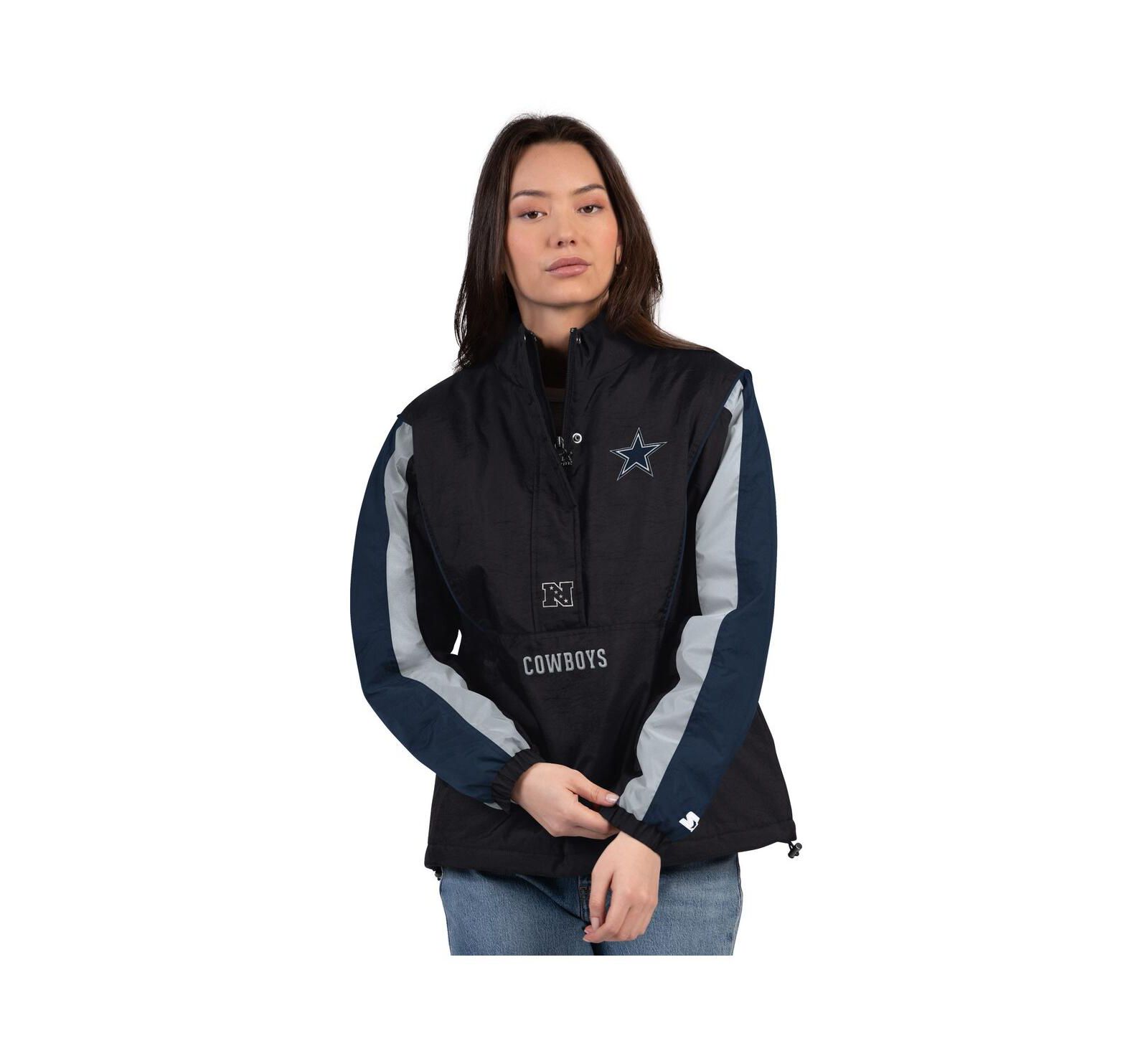 Starter Women's Black/Navy Dallas Cowboys Thursday Night Gridiron Half-Zip Jacket