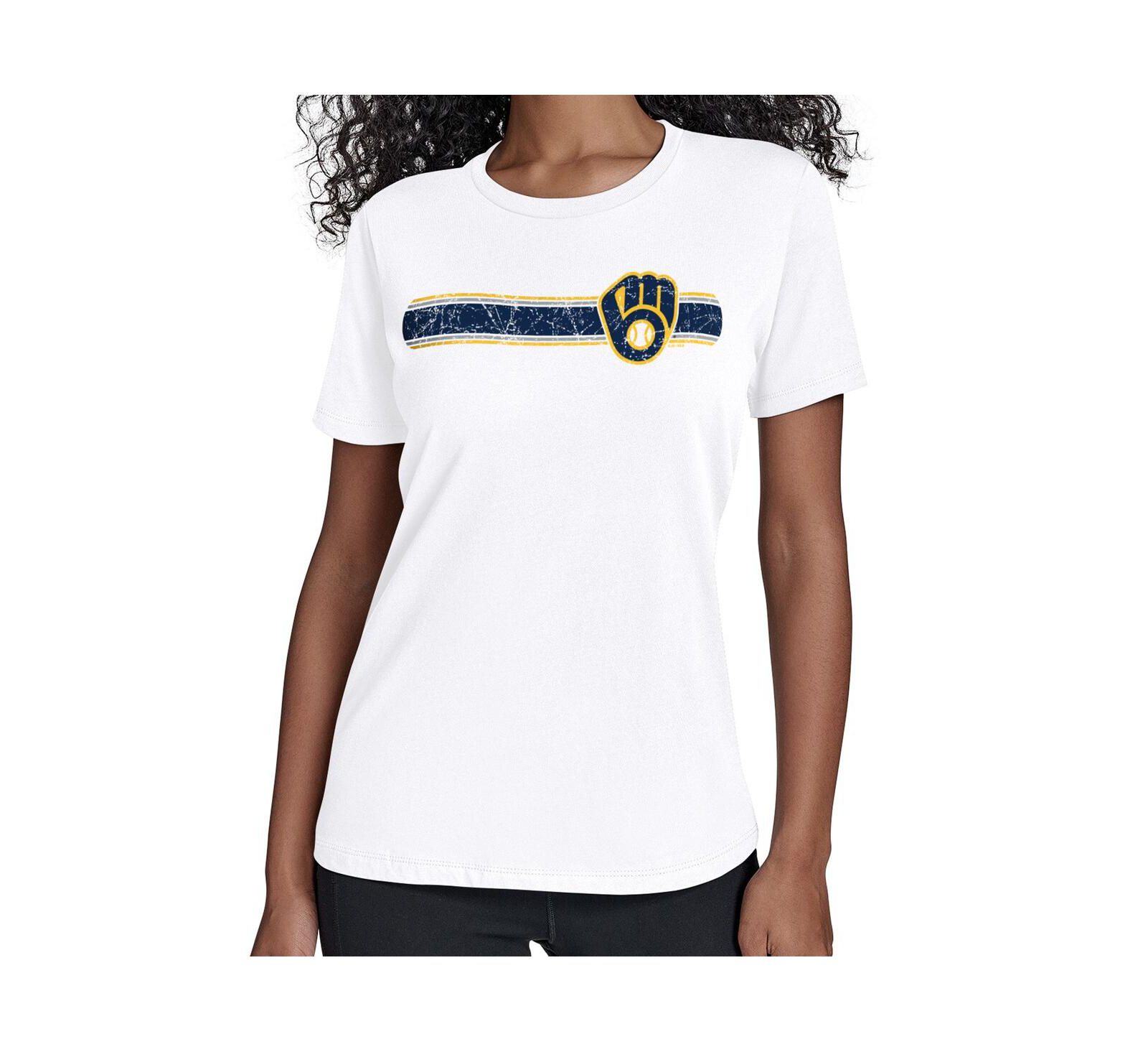 Футболка Starter Women's White Milwaukee Brewers Team Stripe
