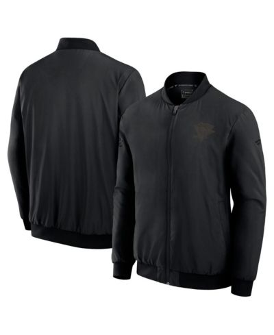 Fanatics Men's Black Pittsburgh Penguins Authentic Pro Road Lightweight Full-Zip Bomber Jacket