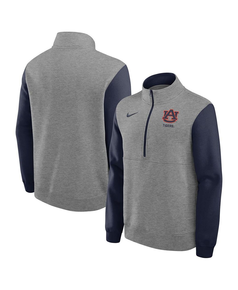 Свитшот Nike Men's Heather Gray Auburn Tigers Club Fleece Half-Zip Pullover